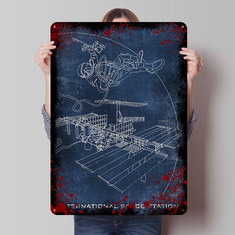 Retro Gaming Space - International Space Statio Printed Poster Customized