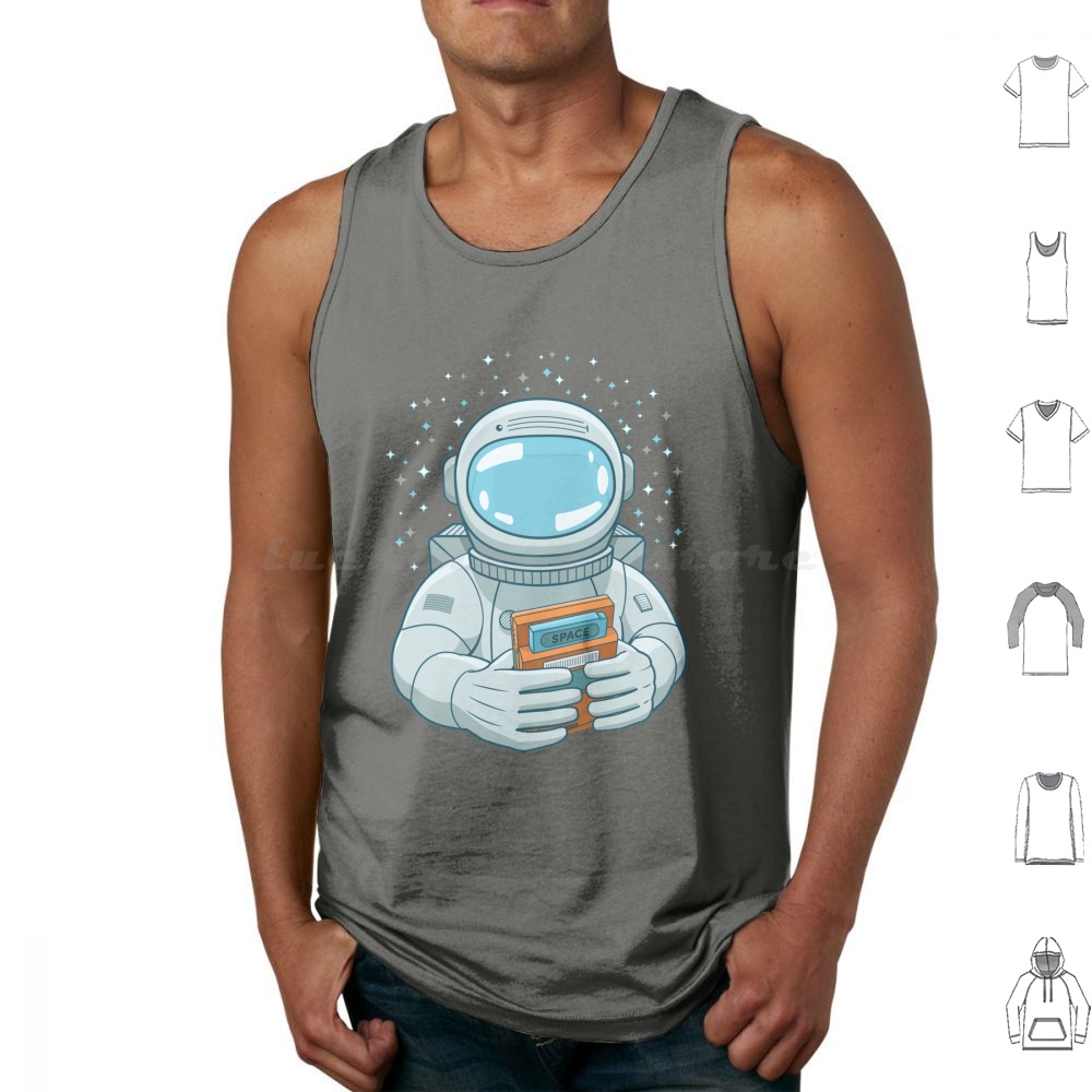 Retro Gaming Space - Gaming Spaceman Tank Tops Print Cotton