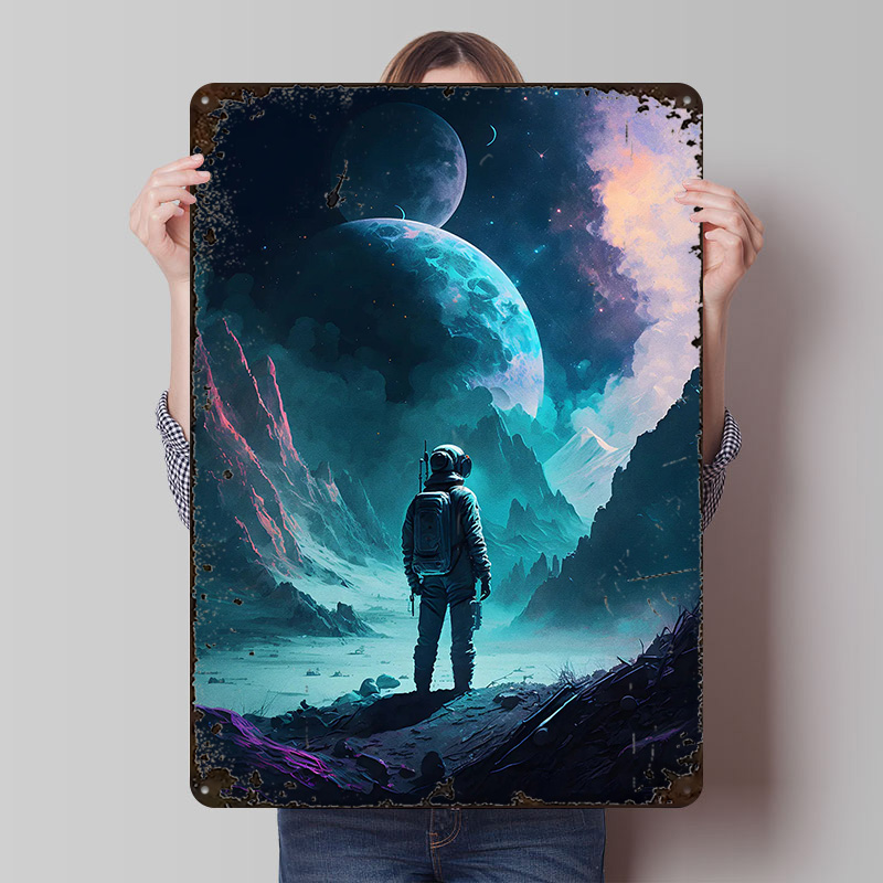 Retro Gaming Space - Astronaut in Space Printed Poster Customized