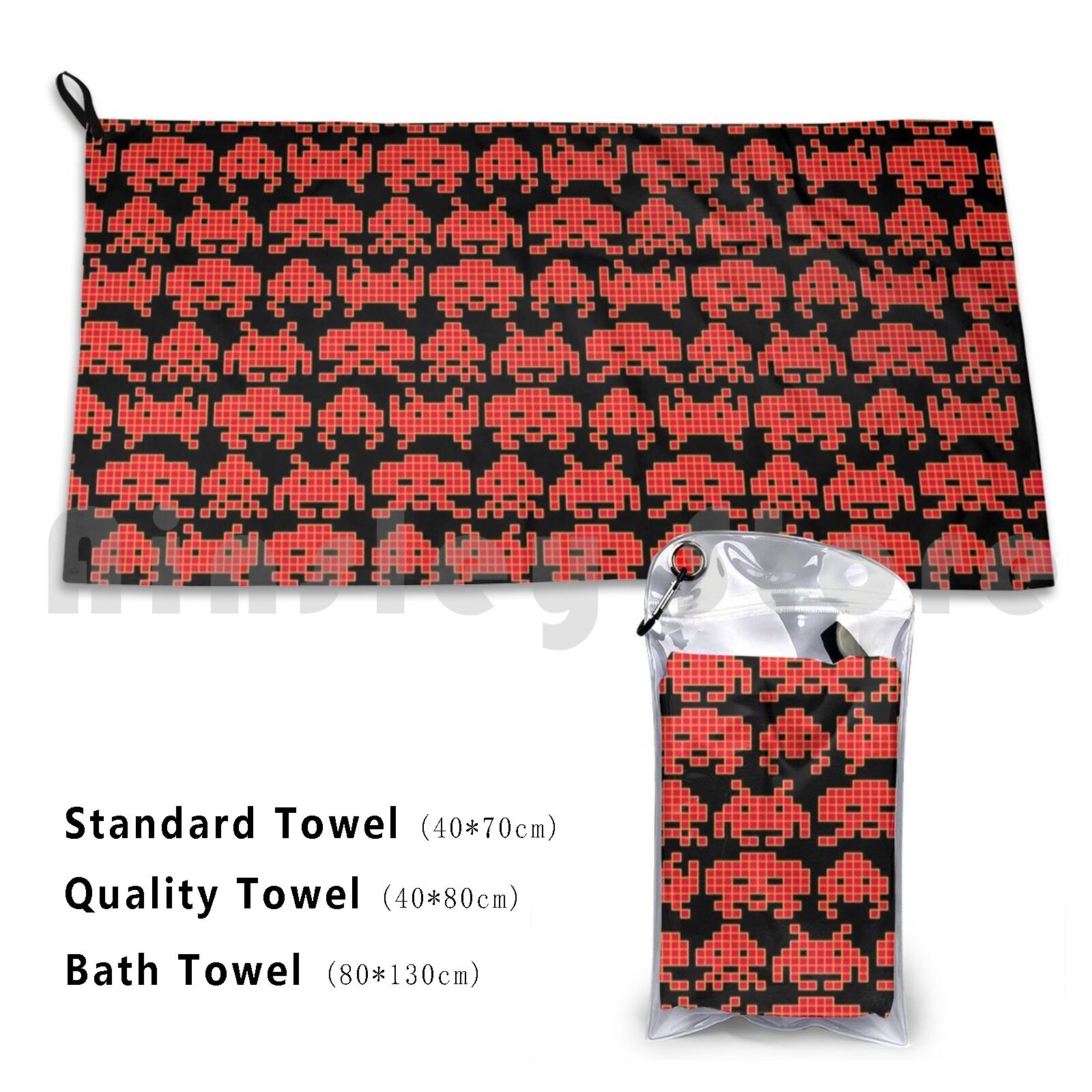 Retro Gaming Space - Invaded Bath Towel Beach Cushion Space