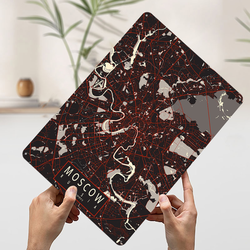 Moscow City Map Vector Metal P - đánh giá và giá Retro Poster Gaming