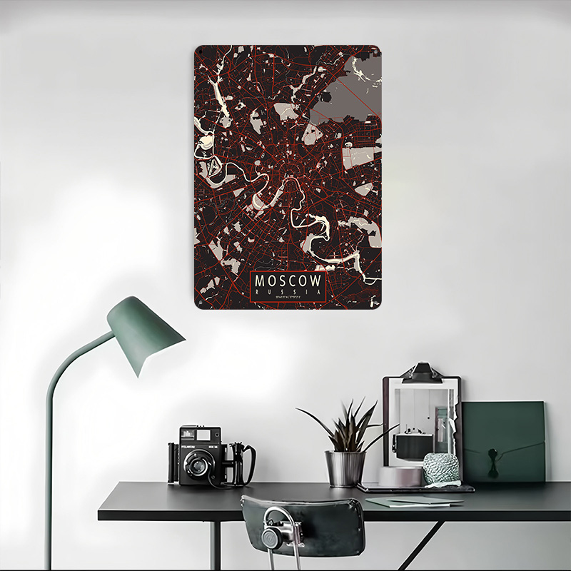 Moscow City Map Vector Metal P - đánh giá và giá Retro Poster Gaming