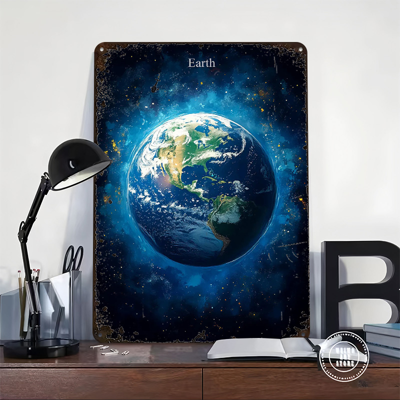 Earth in Space Tin Poster Cust - đánh giá và giá Retro Gaming Space
